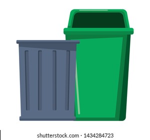trash garbage can and plastic garbage can icon cartoon vector illustration graphic design