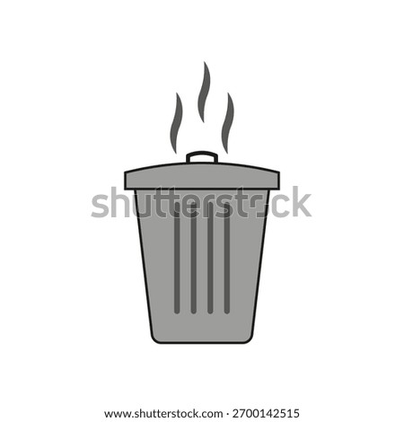 Trash garbage can. Waste disposal symbol. Steaming rubbish Vector. Monochrome object icon.