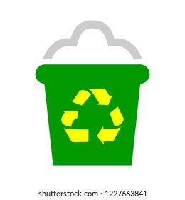 Trash in garbage cans with sorted garbage vector icons. Recycling garbage and recycled isolated on white background