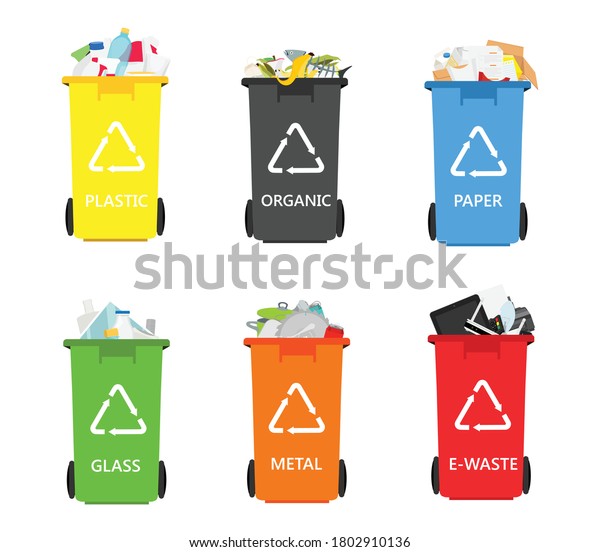 Trash Garbage Cans Sorted Garbage Vector Stock Vector (Royalty Free ...