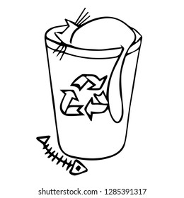 trash garbage and cat vector