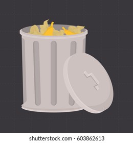 Trash with garbage color flat icon for web and mobile design