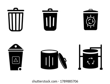 Trash garbage icon set - vector illustration