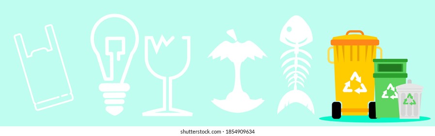 Mülleimer und Mülleimer-Symbol. Vektorgrafik.