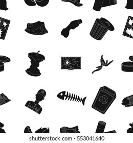 Trash and garbage pattern icons in black style. Big collection of trash and garbage vector symbol stock illustration