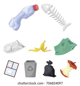 Trash and garbage set icons in cartoon style. Big collection of trash and garbage vector symbol stock illustration