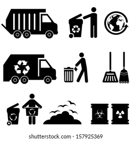 Trash, Garbage And Waste Icon Set