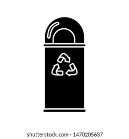 Trash glyph icon. Arrows recycle eco symbol. Simple vector design illustration isolated on white background