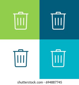 Trash green and blue material color minimal icon or logo design