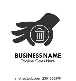 Trash and hands design logo template illustration