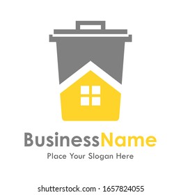 Trash home vector logo template. Suitable for business, web and building