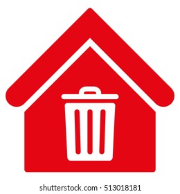 Trash House vector icon. Flat red symbol. Pictogram is isolated on a white background. Designed for web and software interfaces.