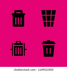 trash icon. 4 trash vectors with trash and garbage icons for web and mobile app
