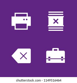 trash icon. 4 trash vectors with waste, delete, shredder and bussines briefcase icons for web and mobile app