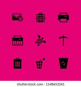 trash icon. 9 trash vectors with recycling bin, pick, turtle and trash icons for web and mobile app