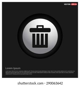 trash icon - abstract logo type icon - Realistic Silver metal button abstract black background. Vector illustration