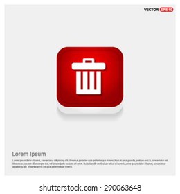 trash icon - abstract logo type icon - Red abstract 3d button with light board and shadow on gray background. Vector illustration