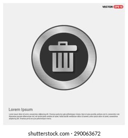 trash icon - abstract logo type icon - Realistic Silver metal button abstract background. Vector illustration