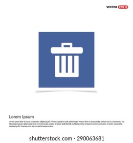 trash icon - abstract logo type icon - blue sticker background. Vector illustration