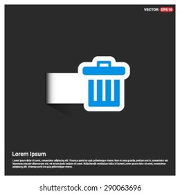 trash icon - abstract logo type icon - abstract Blue button on white sticker shadow background. Vector illustration