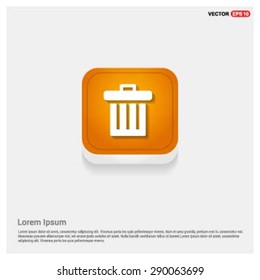 trash icon - abstract logo type icon - Orange abstract 3d button with light board and shadow on gray background. Vector illustration