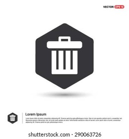 trash icon - abstract logo type icon - hexagon black background. Vector illustration