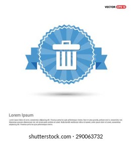 trash icon - abstract logo type icon - Retro vintage badge and label Blue background. Vector illustration