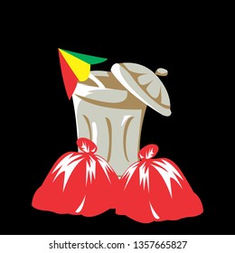 trash icon and bags - vector design