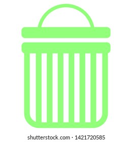 Trash icon. Trash basket vector icon. Green ecology vector icon.