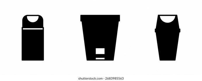 Icono de la papelera. Colección negra del icono de la forma de la basura del color. Vector de acciones.