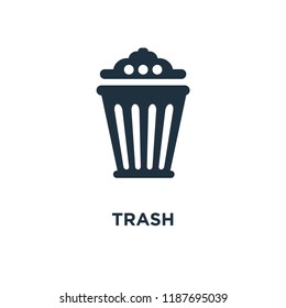 Trash icon. Black filled vector illustration. Trash symbol on white background. Can be used in web and mobile.