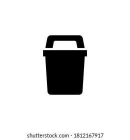 Icono de basura en glifo plano negro, estilo relleno aislado en fondo blanco