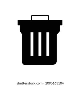 trash Icon in black flat glyph, filled style isolated on white background