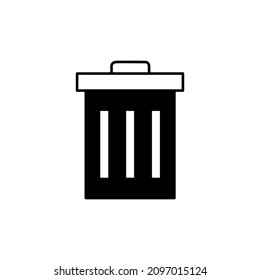 Mülleimer-Symbol auf schwarz-weißem Hintergrund, gefüllt