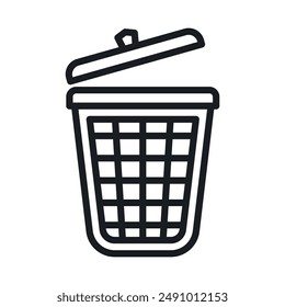 Trash icon Black line art vector logo