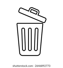 Trash icon. Black vector illustration.