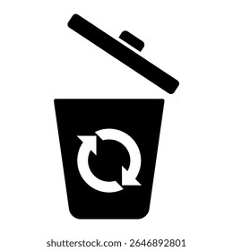 Trash icon. Black vector illustration.