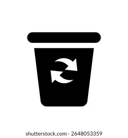 Mülleimer-Symbol. Schwarze Vektorgrafik.