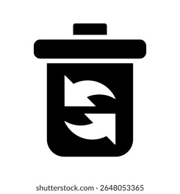 Icono de la papelera. Ilustración vectorial negra.