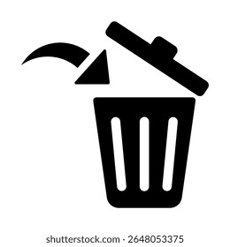 Trash icon. Black vector illustration.