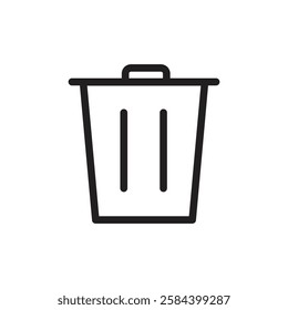 Trash icon black and white vector outline sign