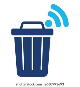 Icono De La Basura En Diseño Plano Monocromo Azul, Ilustración vectorial