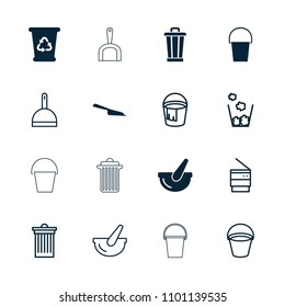 Trash icon. collection of 16 trash filled and outline icons such as dustpan, recycle bin. editable trash icons for web and mobile.