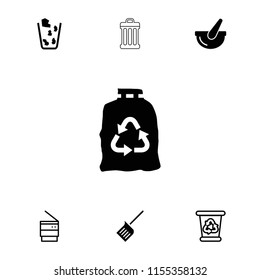 Trash icon. collection of 7 trash filled and outline icons such as bucket, recycle bin. editable trash icons for web and mobile.