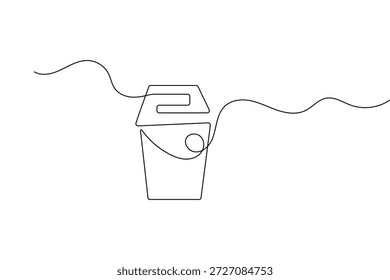 Ícone de lixo desenho contínuo de uma linha e estilo minimalista isolado contorno vetor ilustração