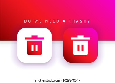 Trash Icon. Delete icon. Remove Icon. Square contained. Use for brand logo, application, ux-ui, web, Red design. Compatible with jpg, png, eps, cdr, svg, pdf, ico, gif.