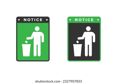 Trash icon design vector green color, icon board people throw trash in its place