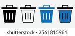 Trash Icon. Dustbin Icon Set. Wastebasket. Trash Can Icon. Delete Icon Vector Illustration.