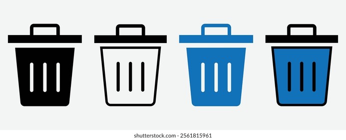 Trash Icon. Dustbin Icon Set. Wastebasket. Trash Can Icon. Delete Icon Vector Illustration.