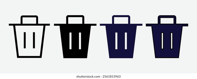 Trash Icon. Dustbin Icon Set. Wastebasket. Trash Can Icon. Delete Icon Vector Illustration.